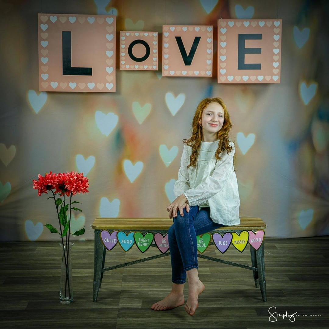 Pastel Heart Bokeh Photo Studio Backdrop MR-0046