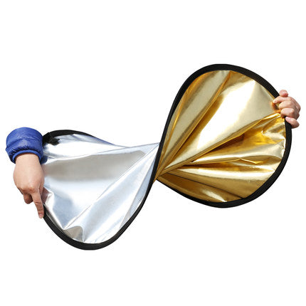 Light Reflector 2-in-1 Gold Sliver 43 Inch/110cm Round Collapsible Multi Disc with Carrying Case for Studio