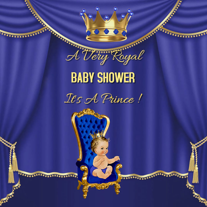Custom Baby Shower Prince Royal Blue Photography Backdrops BA16