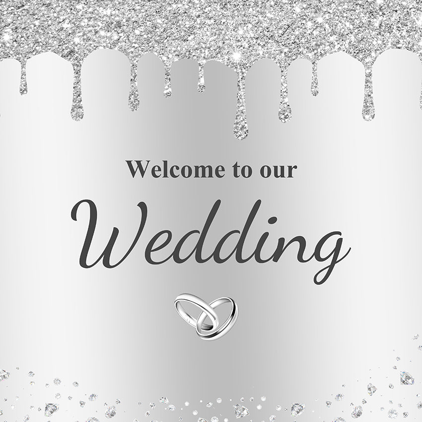 Sliver Glitter Wedding Custom Backdrop Banner BP-012