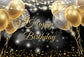 Gold Balloons Bokeh Custom Birthday Backdrop