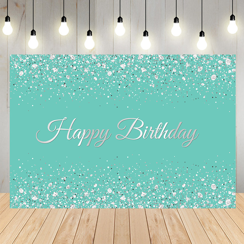 Teal Happy Birthday Shining Party Decor Backdrop D737