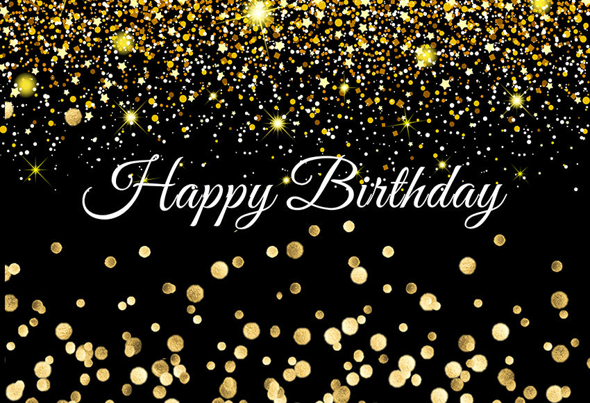 Black and Gold Birthday Banner Photography Backdrop