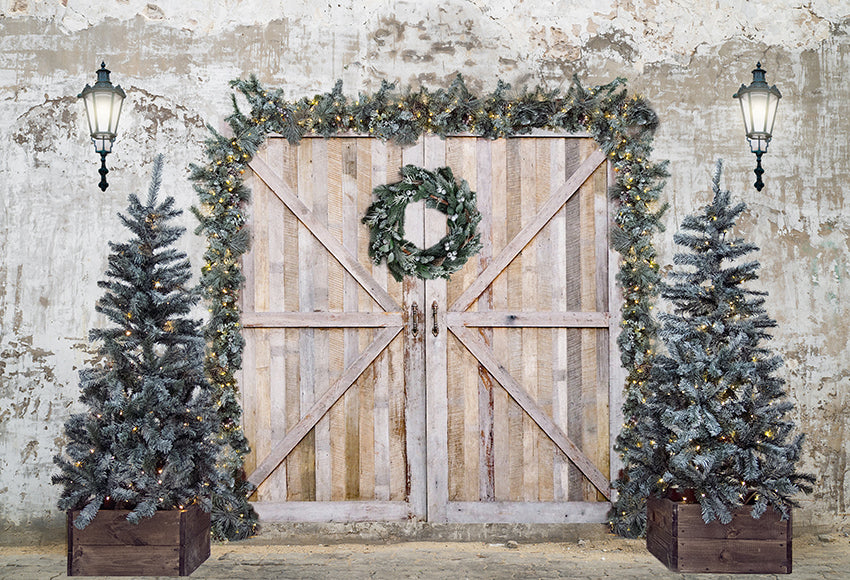 Christmas Tree Retro Wall Backdrop for Photography
