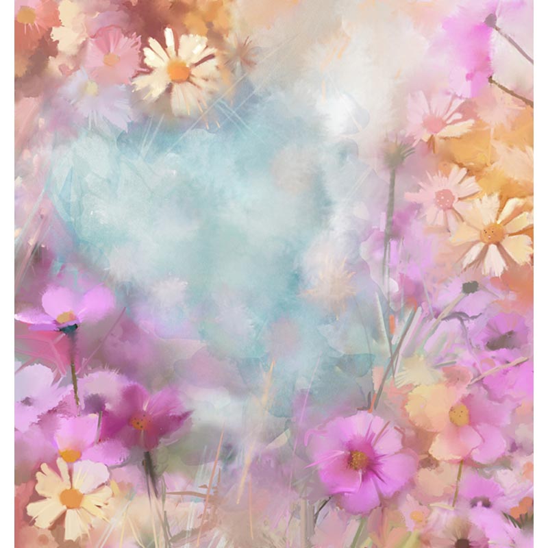 Abstract Flowers Watercolor Backdrop Lake Blue Background Photography Backdrop F-2098