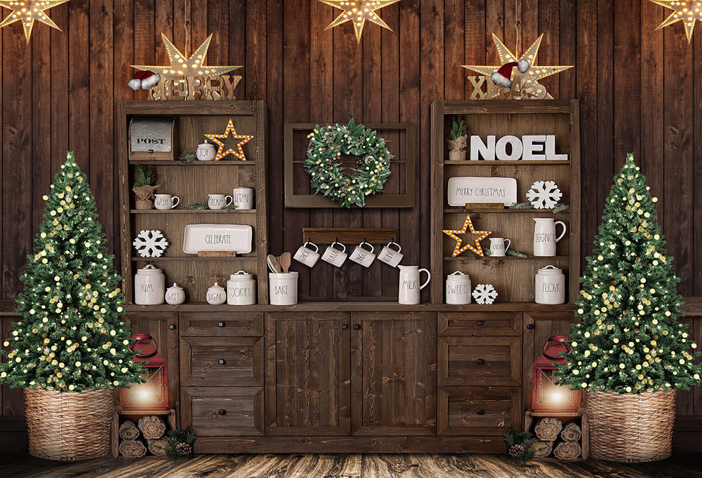 Christmas Trees and Stars Backdrops for Party G-1444