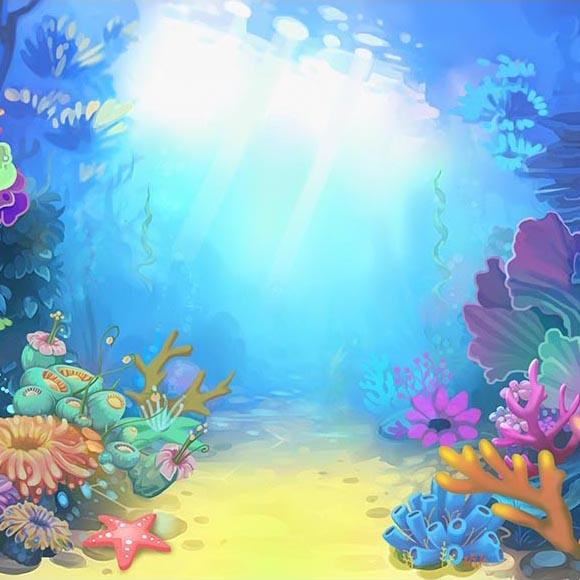 Under The Sea Coral Ocean Baby Photo Backdrop G-498