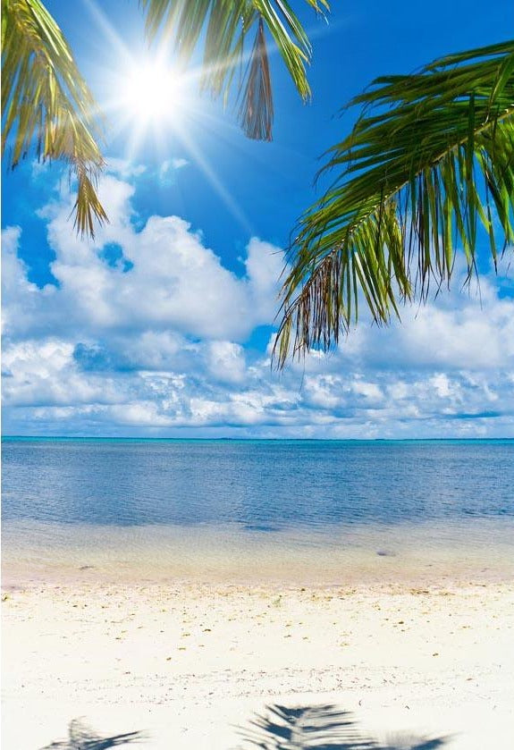 Sandy Beach Ocean Blue Sky Photo Backdrop G-613