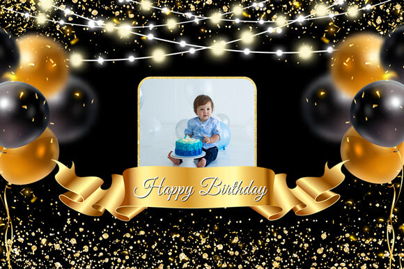 Birthday Party Balloons Custom Backdrop Banner