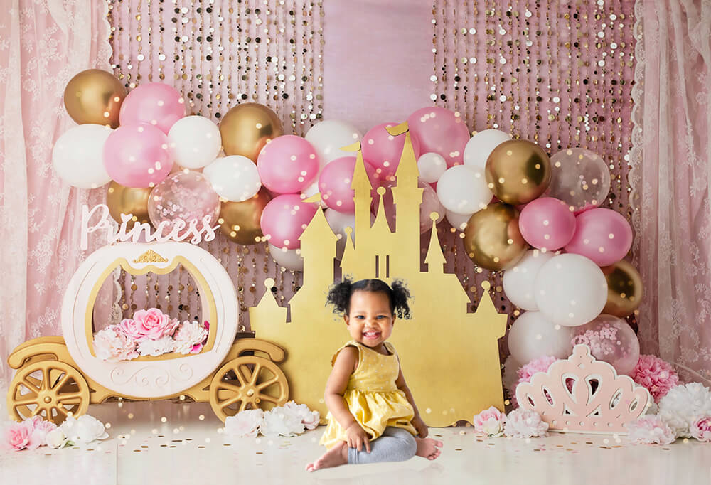 Pumpkin Cart Balloon Castle Baby Shower Backdrop M-24