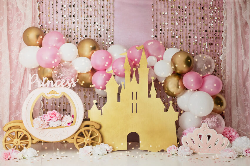 Pumpkin Cart Balloon Castle Baby Shower Backdrop