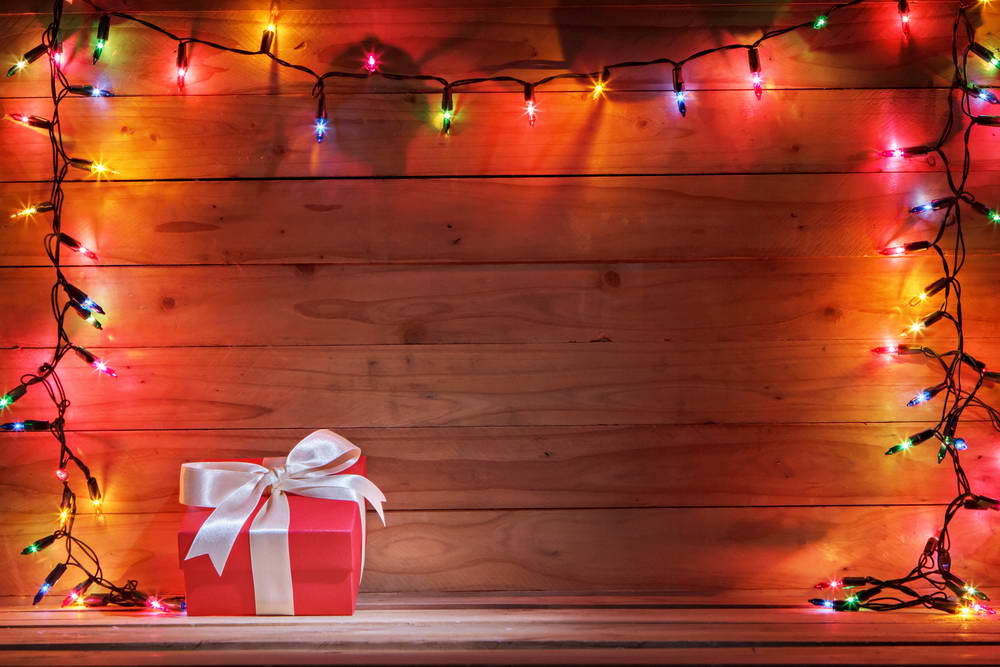 Colorful Lights Gifts Wood Texture Photography Backdrop MR-2219