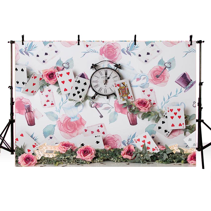 Floral Playing Card Photo Studio Backdrop for Children NB-187