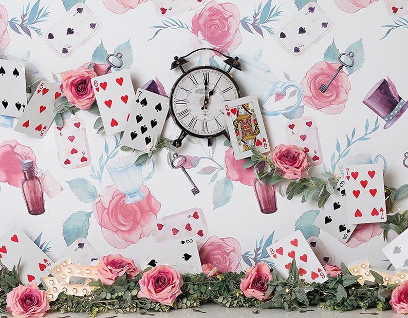 Floral Playing Card Photo Studio Backdrop for Children