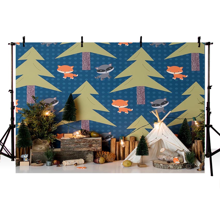 Christmas Tree Fox Photo Backdrops for Children NB-256