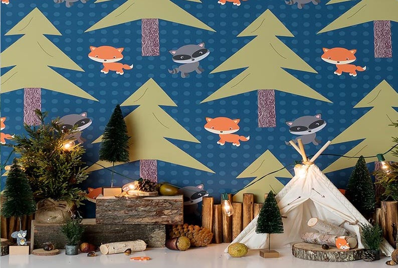 Christmas Tree Fox Photo Backdrops for Children NB-256