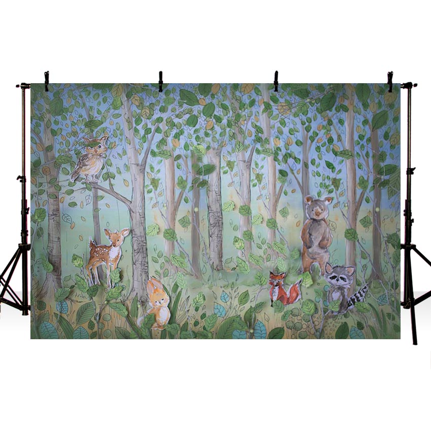 Cute Forest Animal Backdrops for Baby Photography NB-329