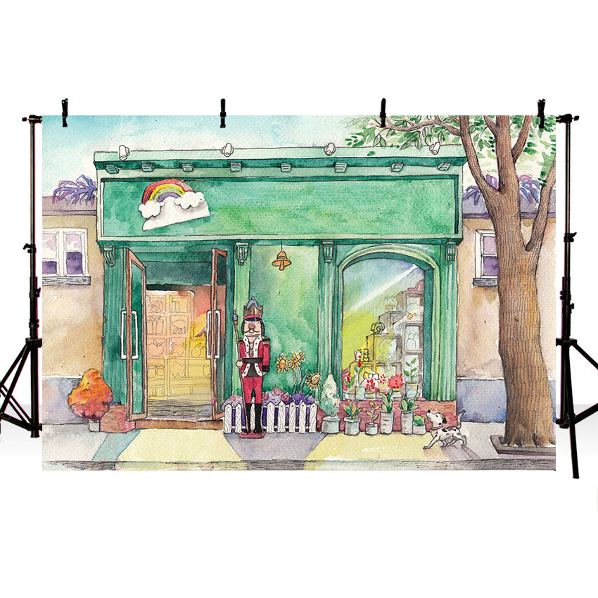Lovely Green Street Shop Backdrops for Newborn Photography NB-392