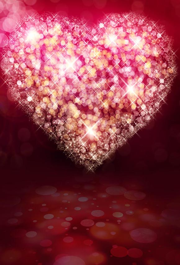 Glittering Valentine's Day Love Heart Photography Backdrop S-1100
