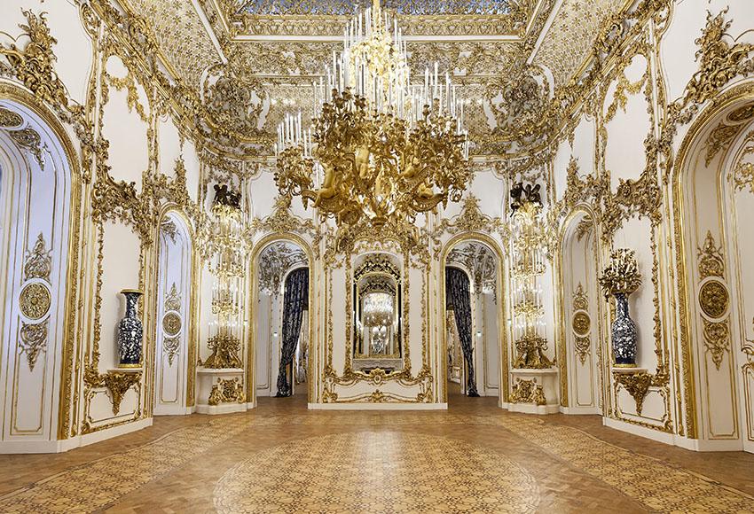 Golden Palace Hall Castle Inside Backdrops For Photography S-2708