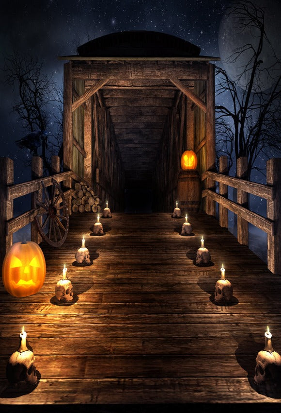 Halloween Wooden Bridge Photo Studio Backdrop