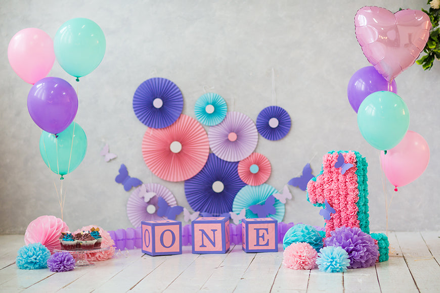 1st Birthday Balloons Decorations Photography Backdrop