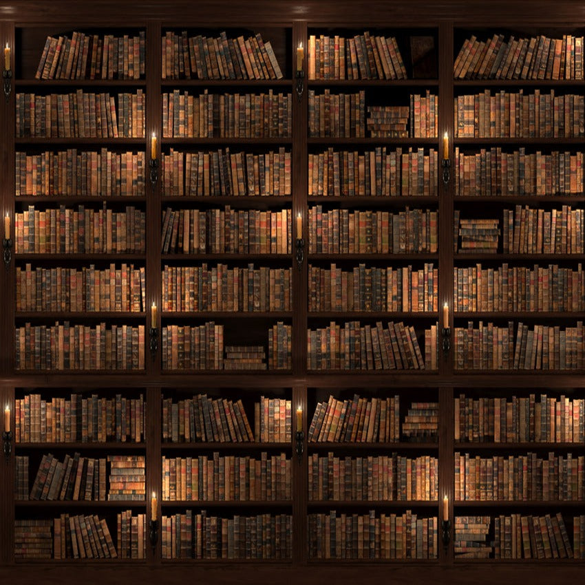 Vintage Books Bookshelf Back School Photography Backdrop