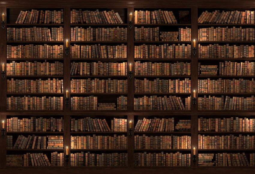 Vintage Books Bookshelf Back School Photography Backdrop
