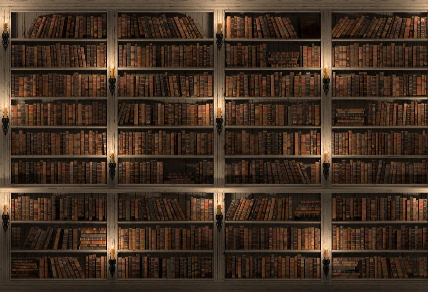 School Day Bookshelves 3D Rendering Photo Backdrop