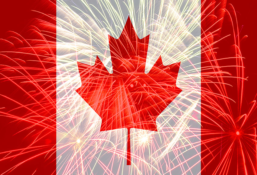 Canada Day Flag Fireworks Backdrop for Photography