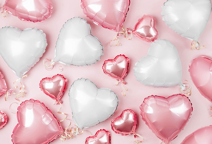 Pink White Heart Shaped Balloons Valentine Backdrop SH-847 – Dbackdrop