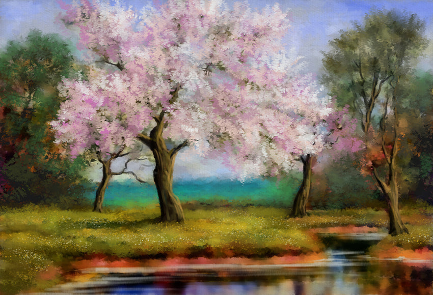 Watercolor Paintings Spring landscape Backdrop SH-885