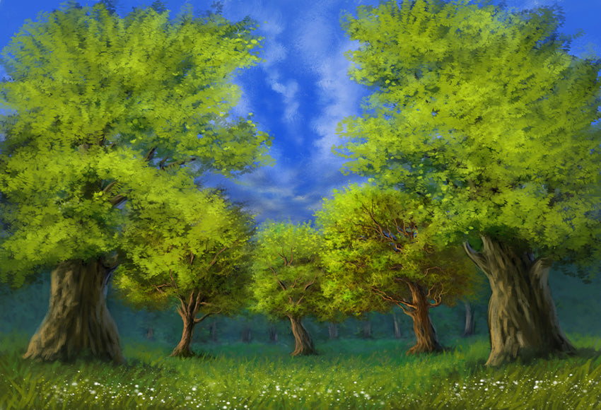 Green Tree Fine Art Painting Photo Booth Backdrop
