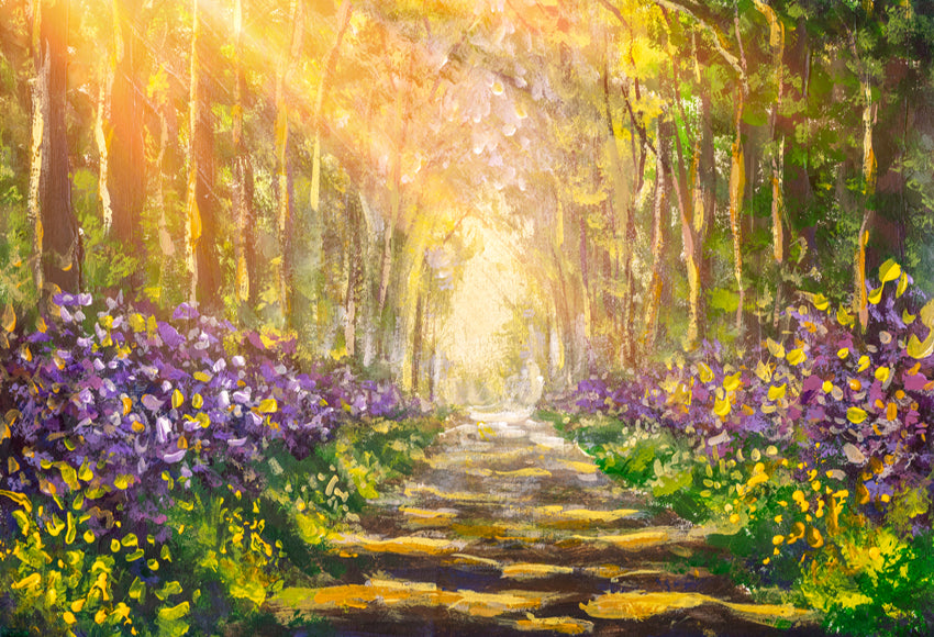 Sunny Forest Road Fne Art Photo Studio Backdrop