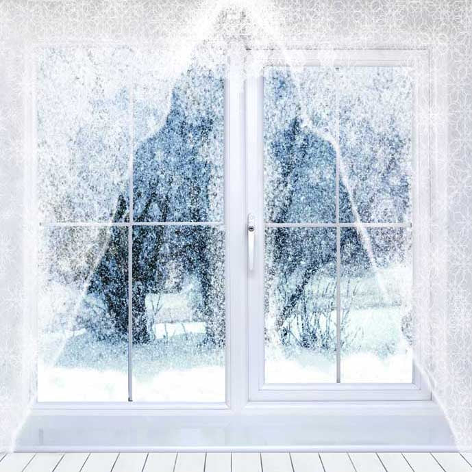 White Window Curtain Snow Photography Backdrop ST-448