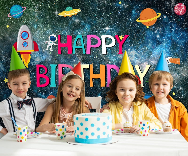 Space Theme Birthday Party Bakckdrop