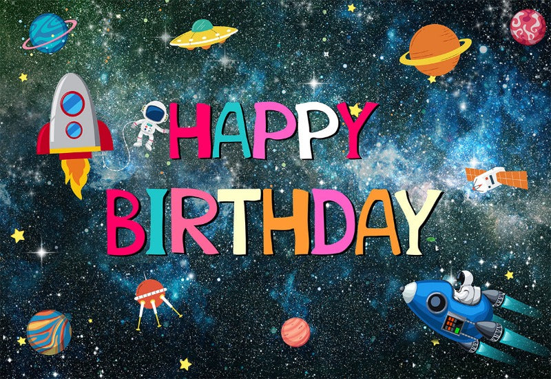 Space Theme Birthday Party Bakckdrop