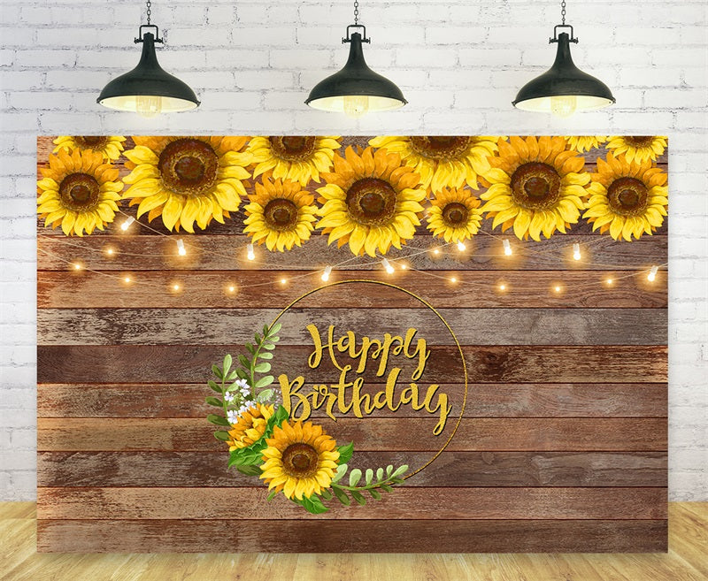 Sunflower Birthday Party Wood Bakckdrop TKH1602