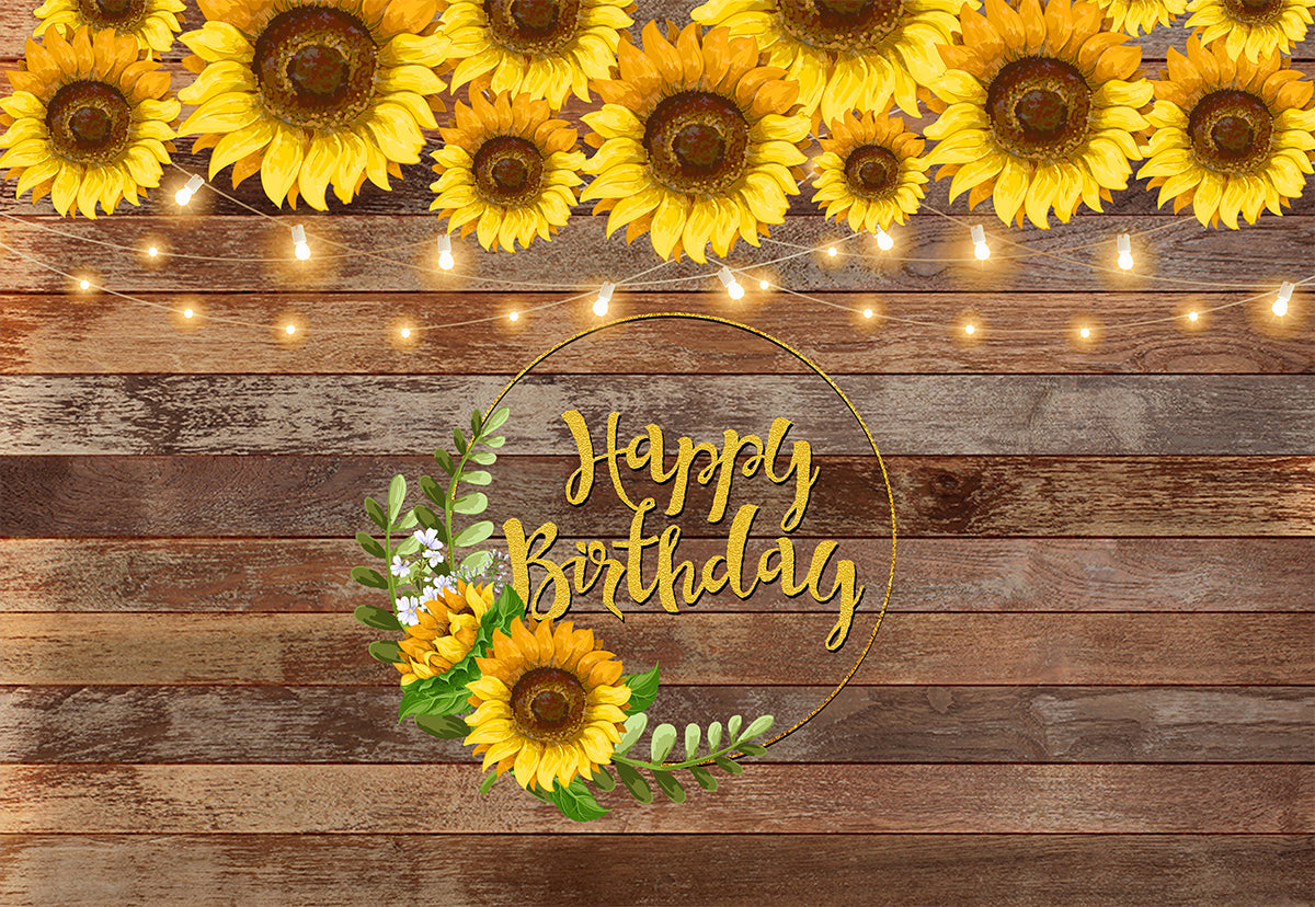 Sunflower Birthday Party Wood Bakckdrop TKH1602