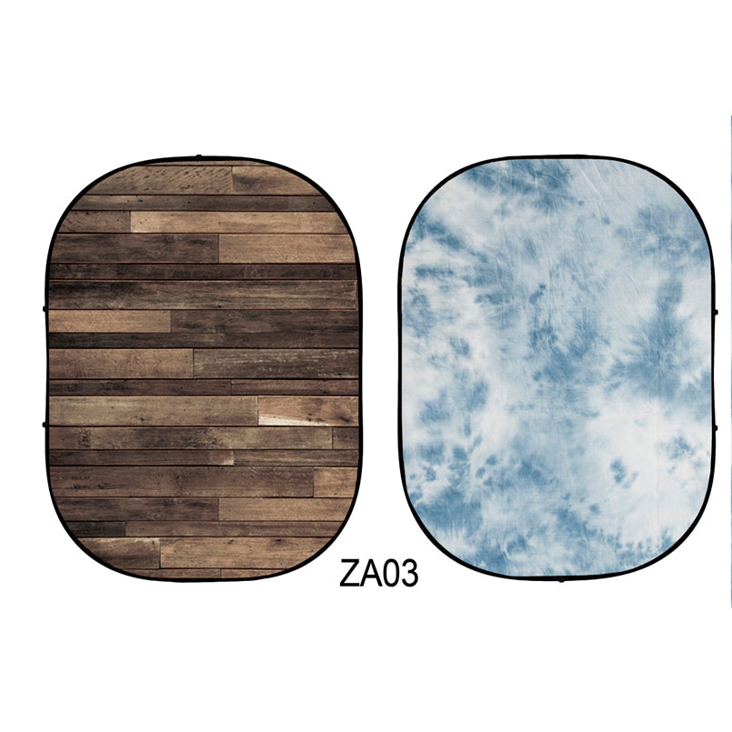 Double-sided Abstract Texture/Wood Collapsible Backdrop 5x6.5ft(1.5x2m) ZA03
