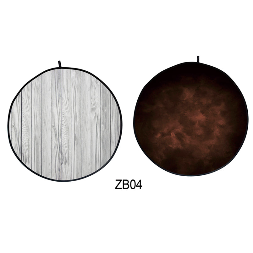 Collapsible Double-sided Round Abstract Texture/Wood Backdrop 5x5ft(1.5x1.5m) ZB04