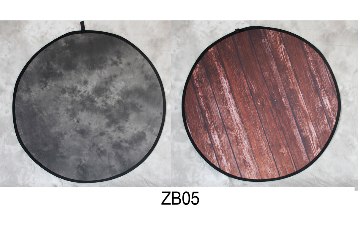 Round Black Abstract Texture/Wood Collapsible Double-sided Backdrop 5x5ft(1.5x1.5m) ZB05