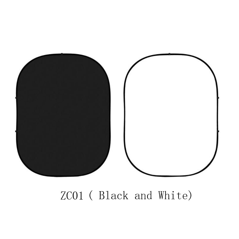 Collapsible Double-sided Black and White Photo Backdrop 5x6.5ft(1.5x2m) ZC01