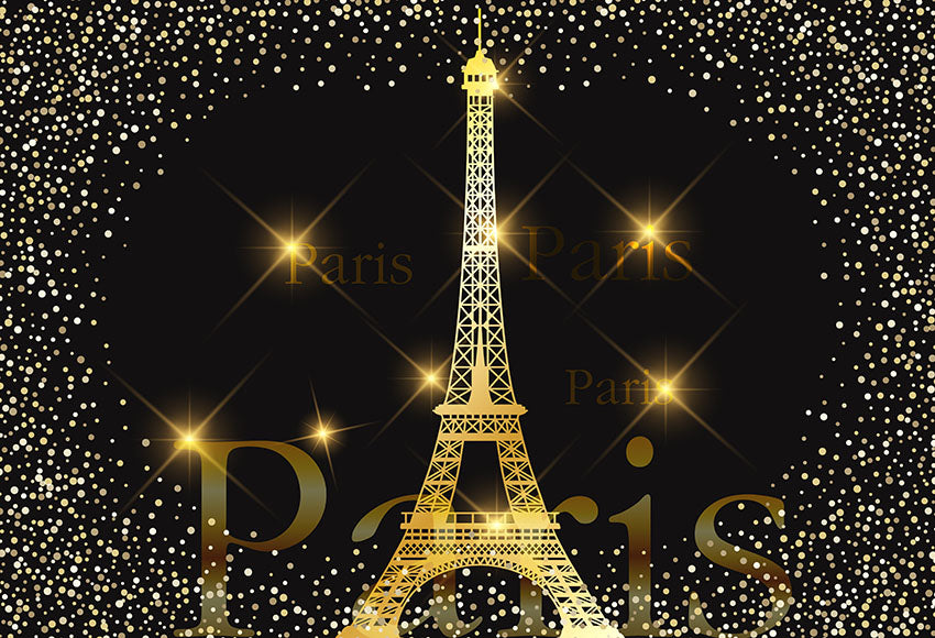 Gold Eiffel Tower Sparkle Paris Backdrop for Photography LV-1210 – Dbackdrop