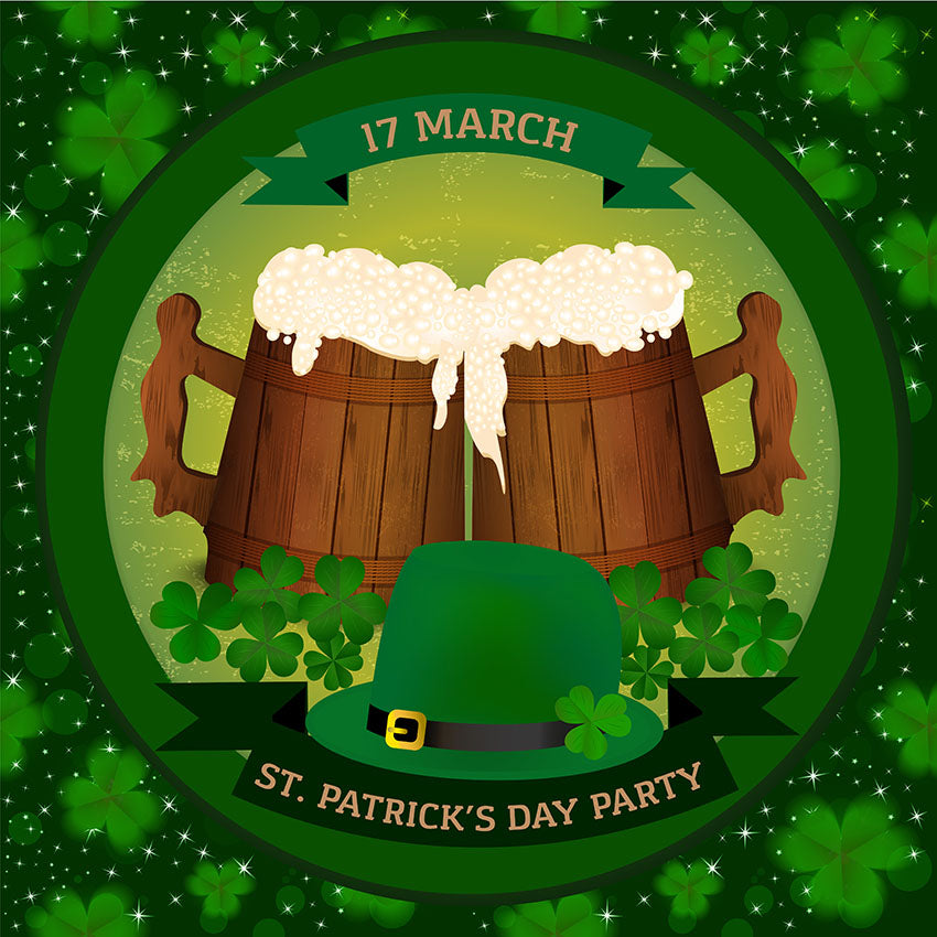 Saint Patrick's Day Backdrop Bear Clover Green Background LV-1328