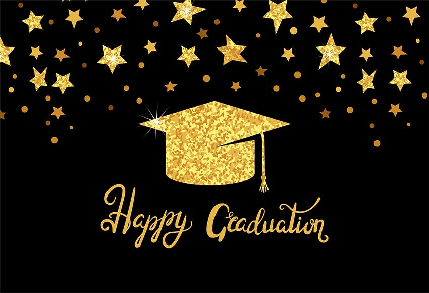 Graduation Black Gold Photo Backdrop