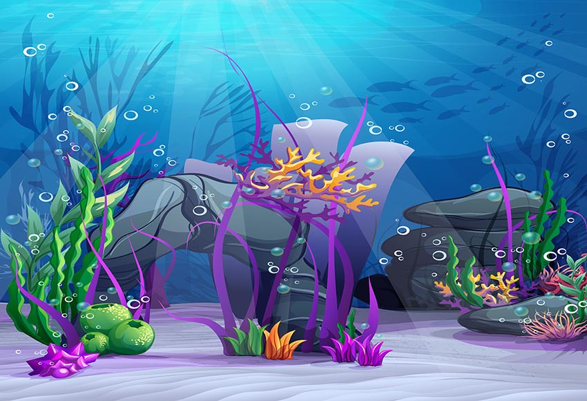 Little Mermaid Under Sea Bed Corals Ariel Princess Photography Backdrop LV-474