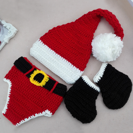 Newborn Baby Christmas Santa Knitted Crochet Photography Prop Costume Outfits