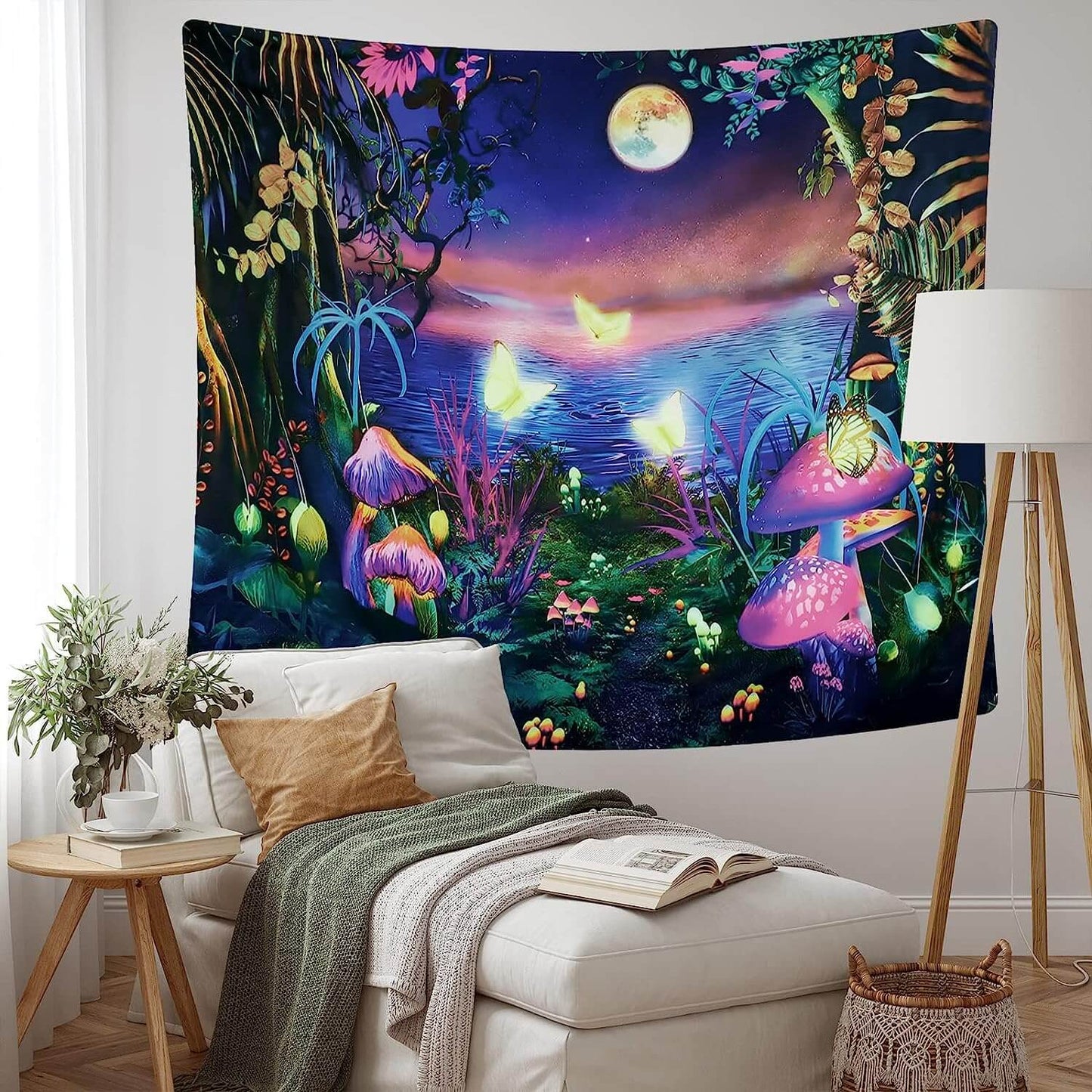 Blacklight Fantasy Forest Tapestry UV Reactive Bedroom Home Decoration