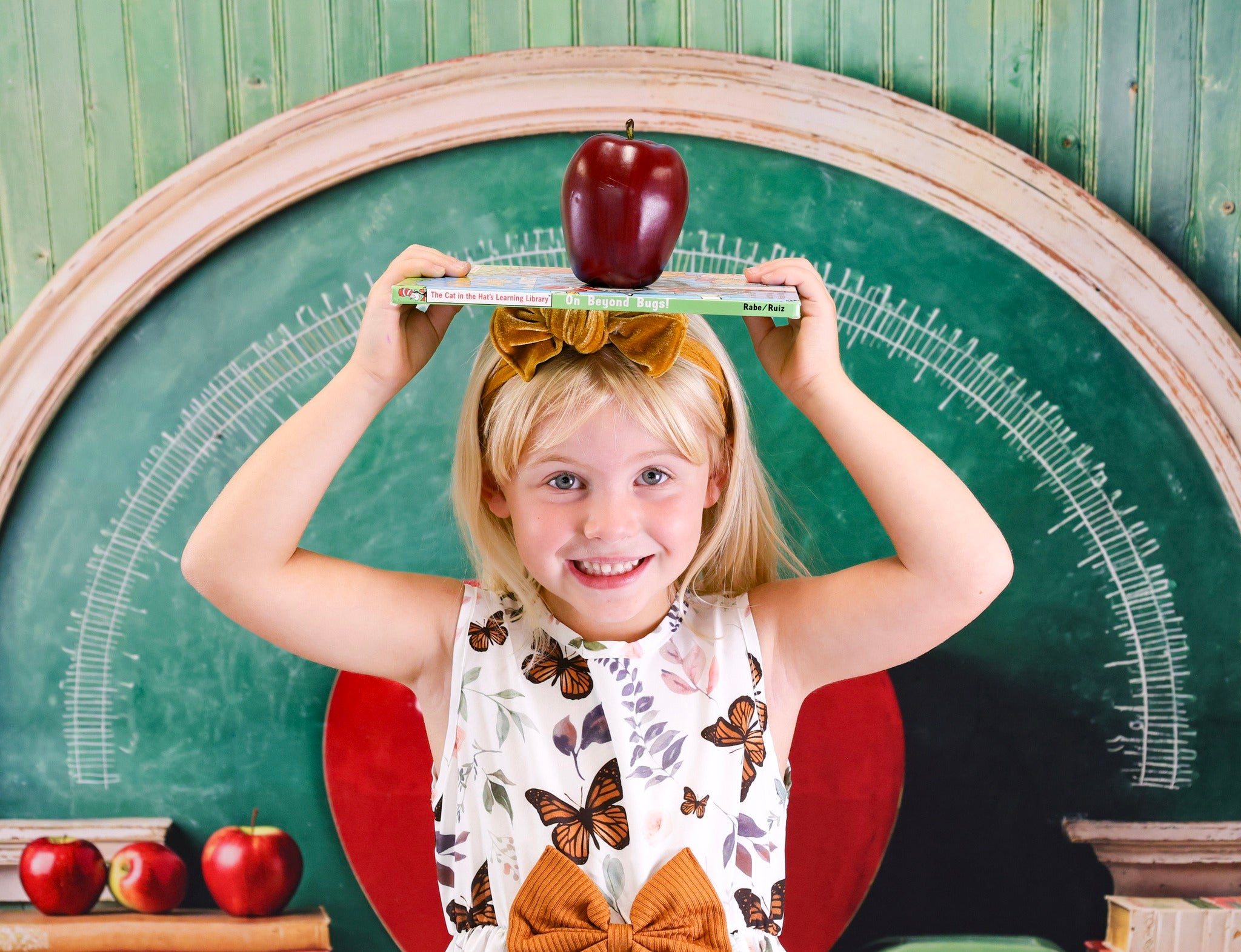 School Photo Backdrop Giant Red Apple Classroom Back To School Backdrop MRR9-76